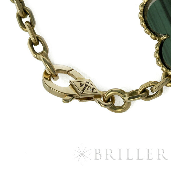 Quatrefoil Long Necklace, 20 Motifs, Rose Gold Tone, Malachite