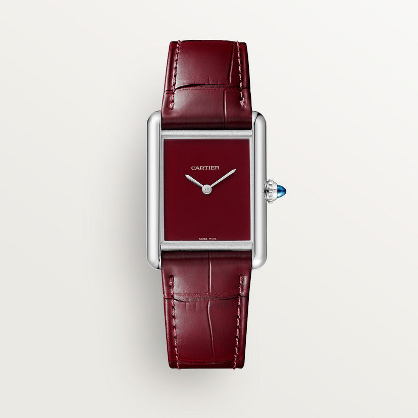 Rectangular Case Watch, White Gold Tone, White, Large Model