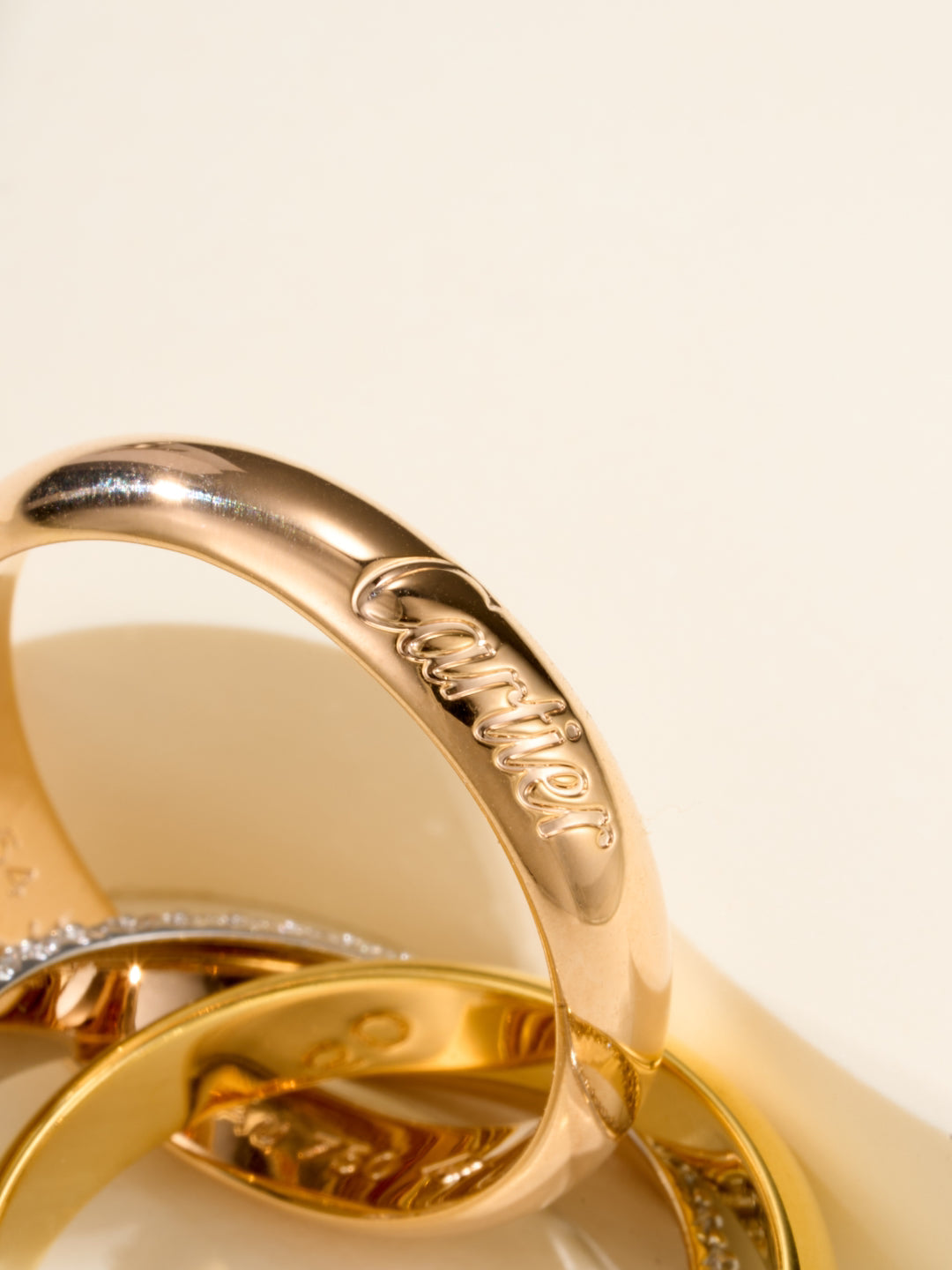 Three-Band Rolling Ring, Stone-Set, Classic Model, Rose Gold Tone
