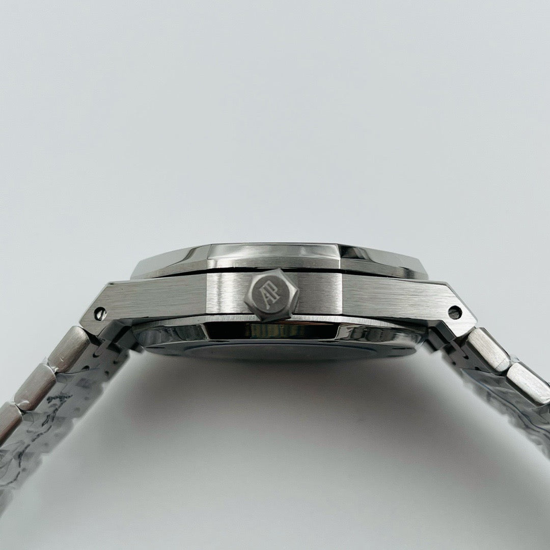 Octagonal Bezel Watch, White Gold Tone, Stone-Set, White, 41 mm