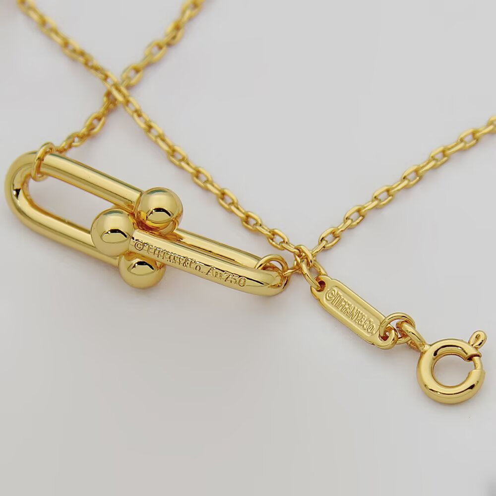 Link Pendant Necklace, Yellow Gold Tone