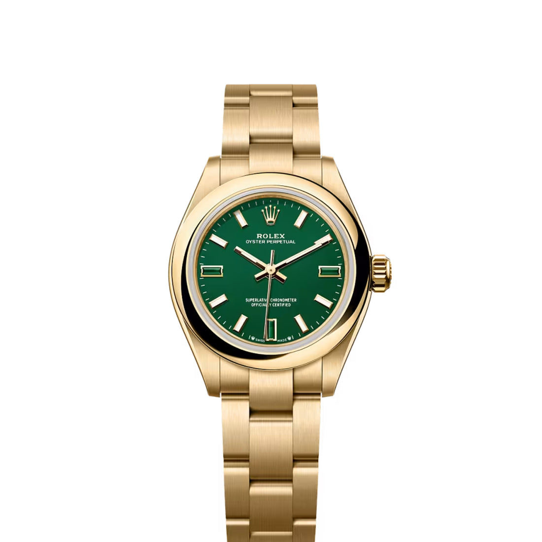 Round Automatic Watch, Yellow Gold Tone, Steel, 31 mm
