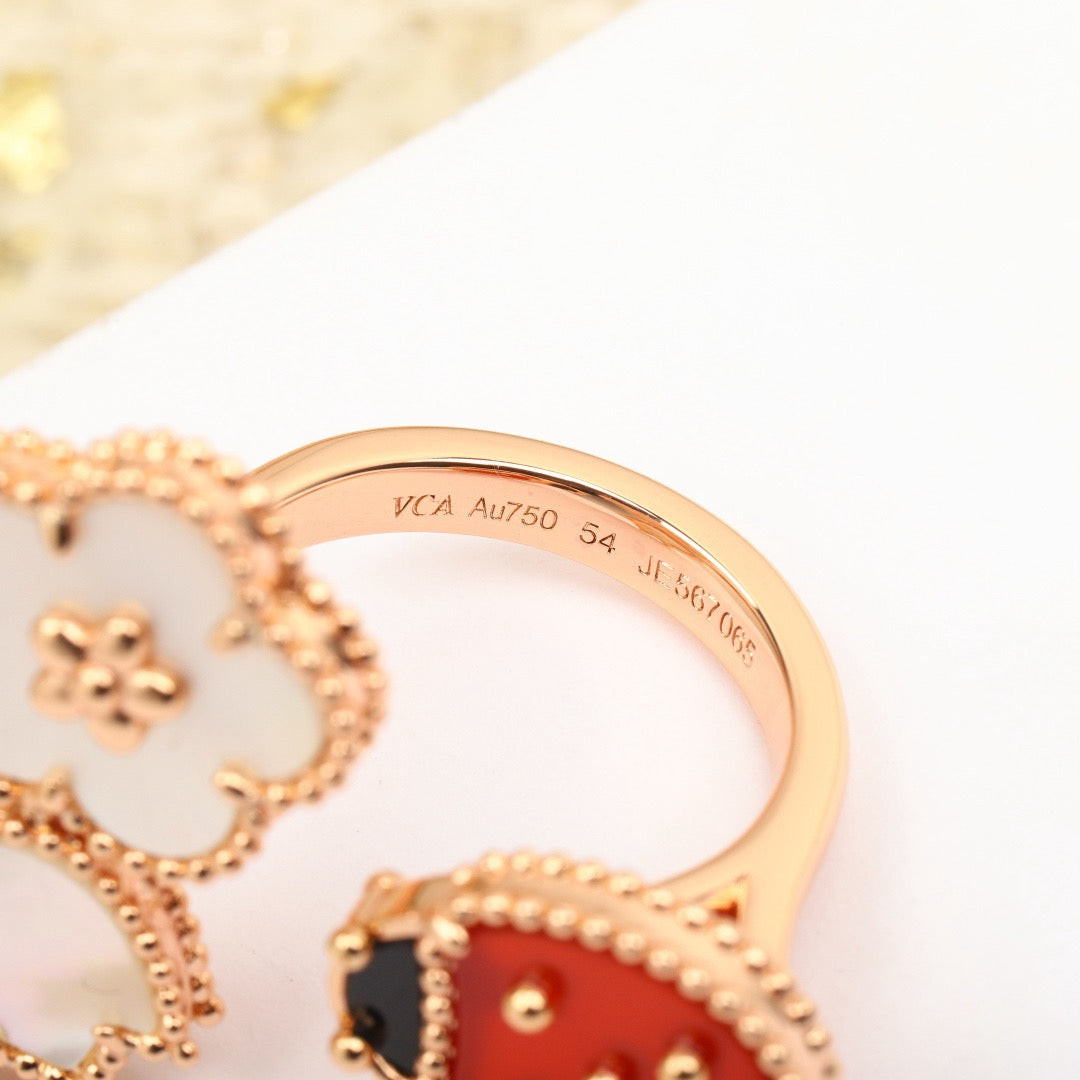 Butterfly Motif Ring, Rose Gold Tone, Onyx