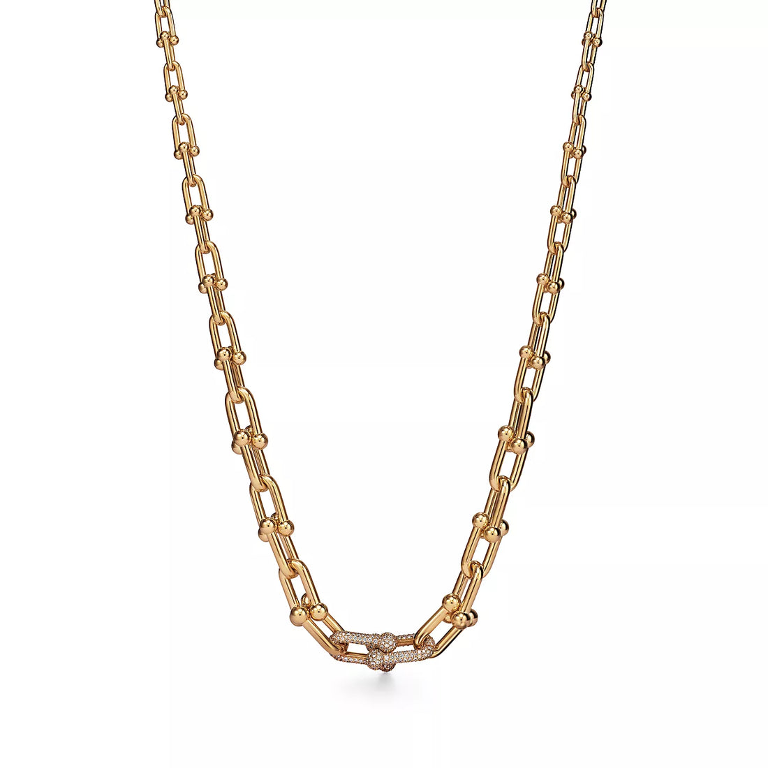 Graduated Link Necklace, Yellow Gold Tone