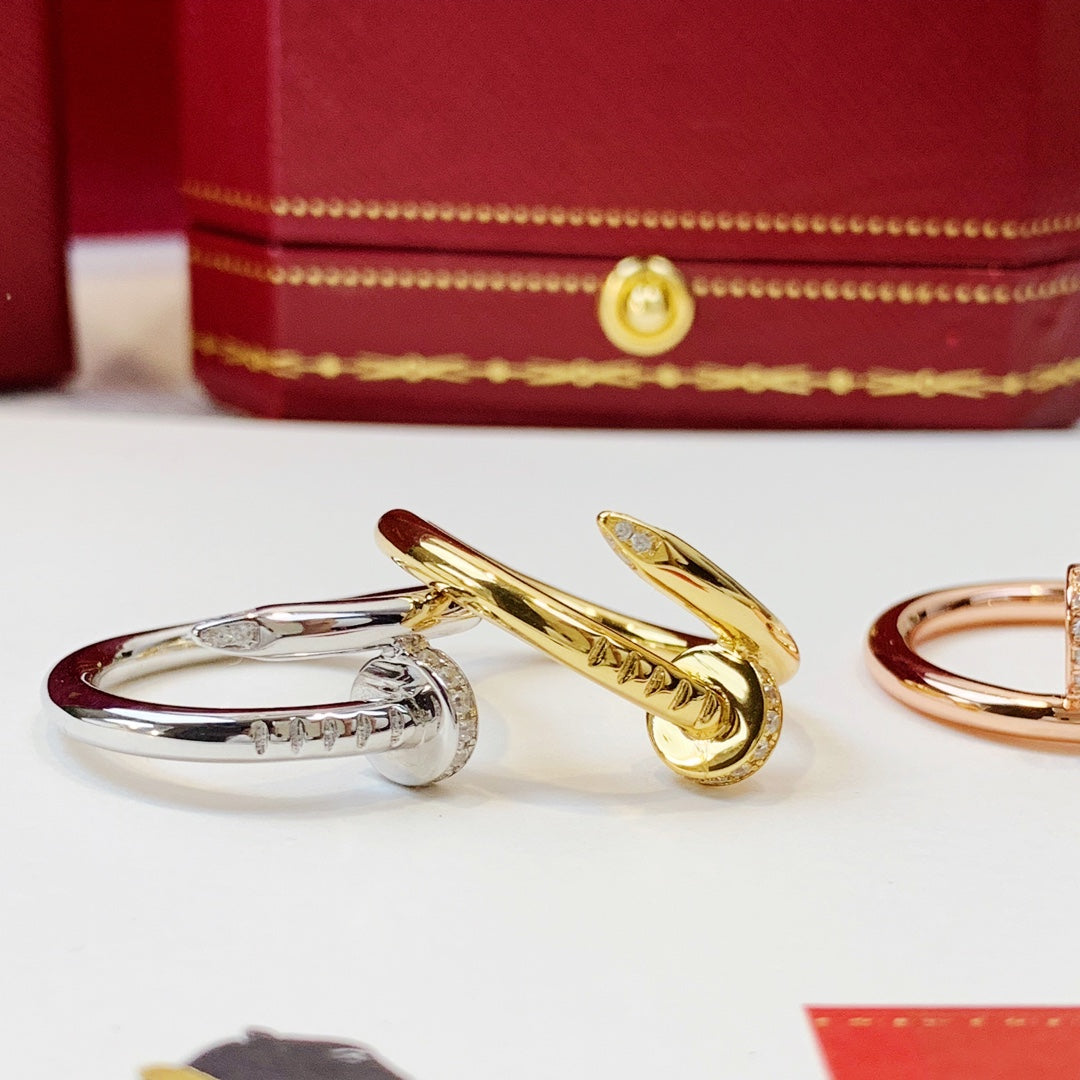 Wrapped Nail Ring, Stone-Set, Rose Gold Tone