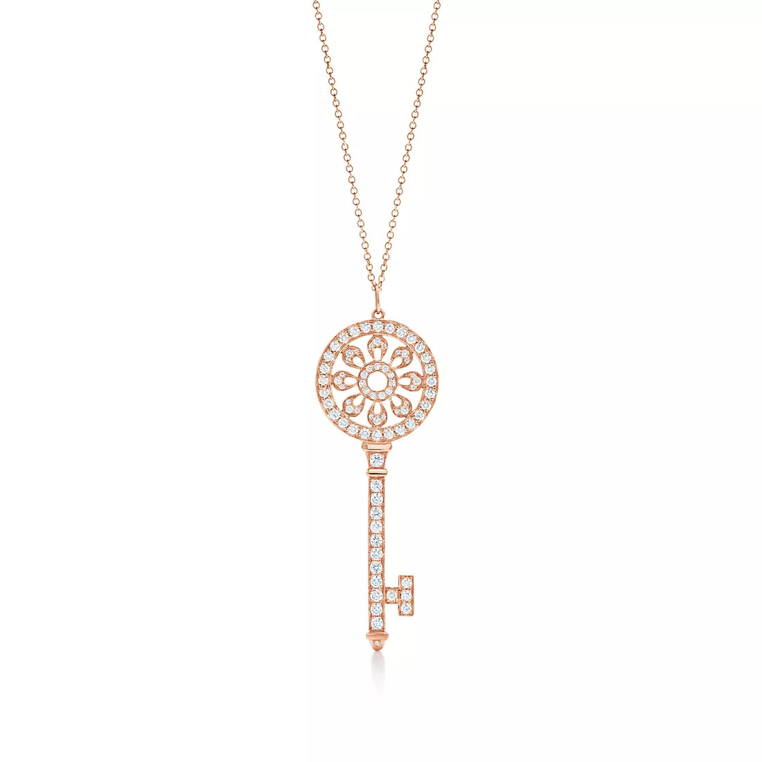 Key Pendant Necklace, Rose Gold Tone