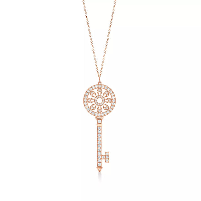 Key Pendant Necklace, Rose Gold Tone