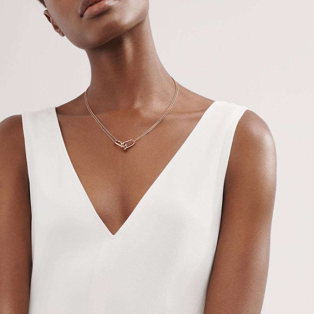 Link Pendant Necklace, Rose Gold Tone