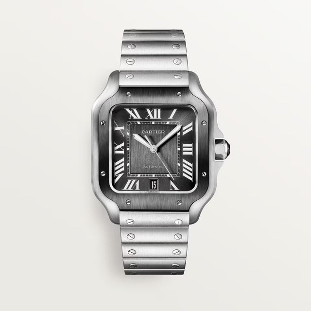 Square Case Watch, Steel, Large Model