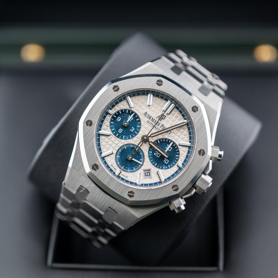 Octagonal Bezel Watch, White Gold Tone, White, 38 mm