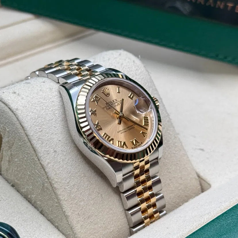 Classic Date Watch, Yellow Gold Tone, Steel, 28 mm