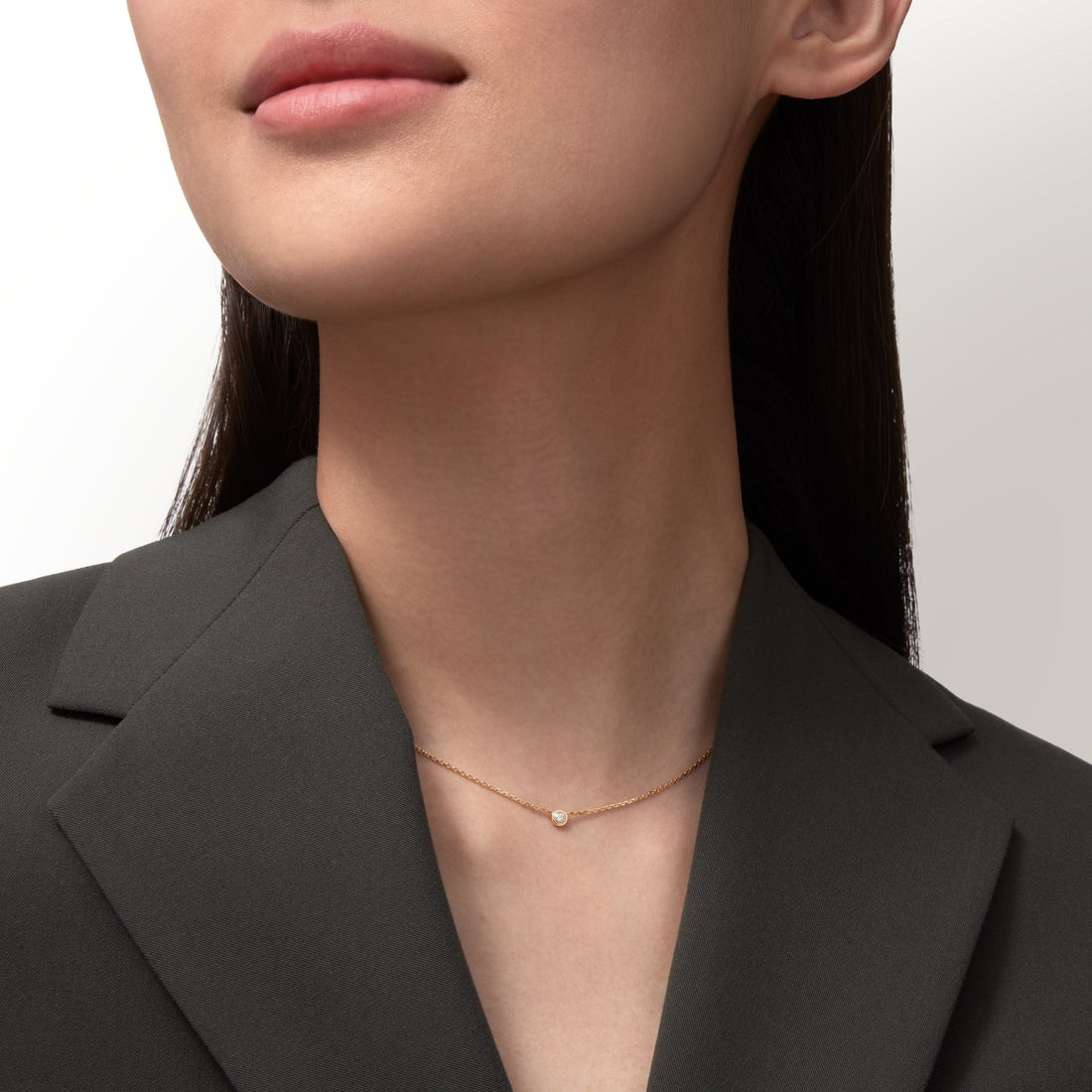 Heart Pendant Necklace, Yellow Gold Tone, Stone-Set, Mini Model