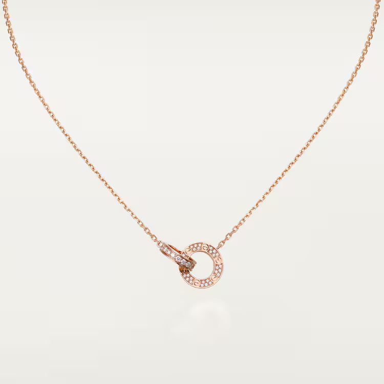Screw-Motif Pendant Necklace, Stone-Set, Rose Gold Tone