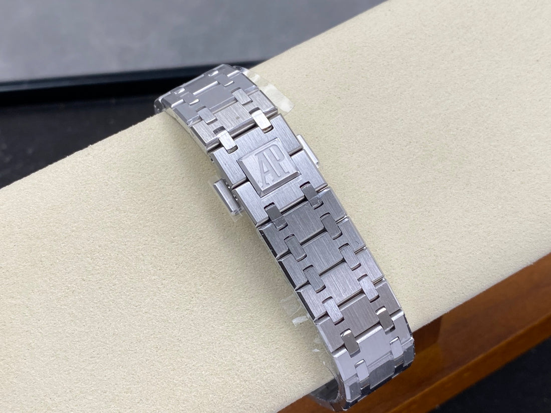 Octagonal Bezel Watch, White Gold Tone, Stone-Set, White, 33 mm
