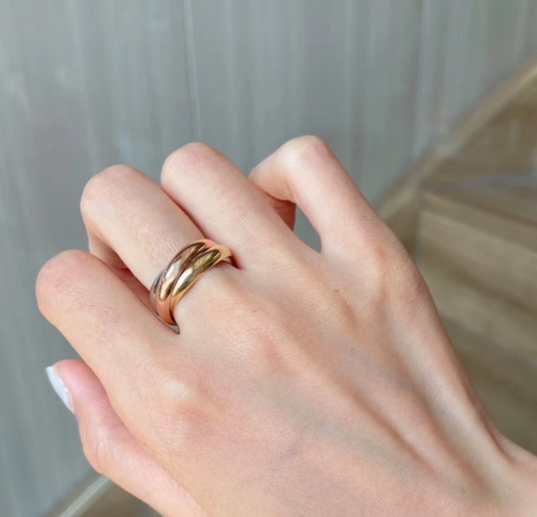 Three-Band Rolling Ring, Rose Gold Tone