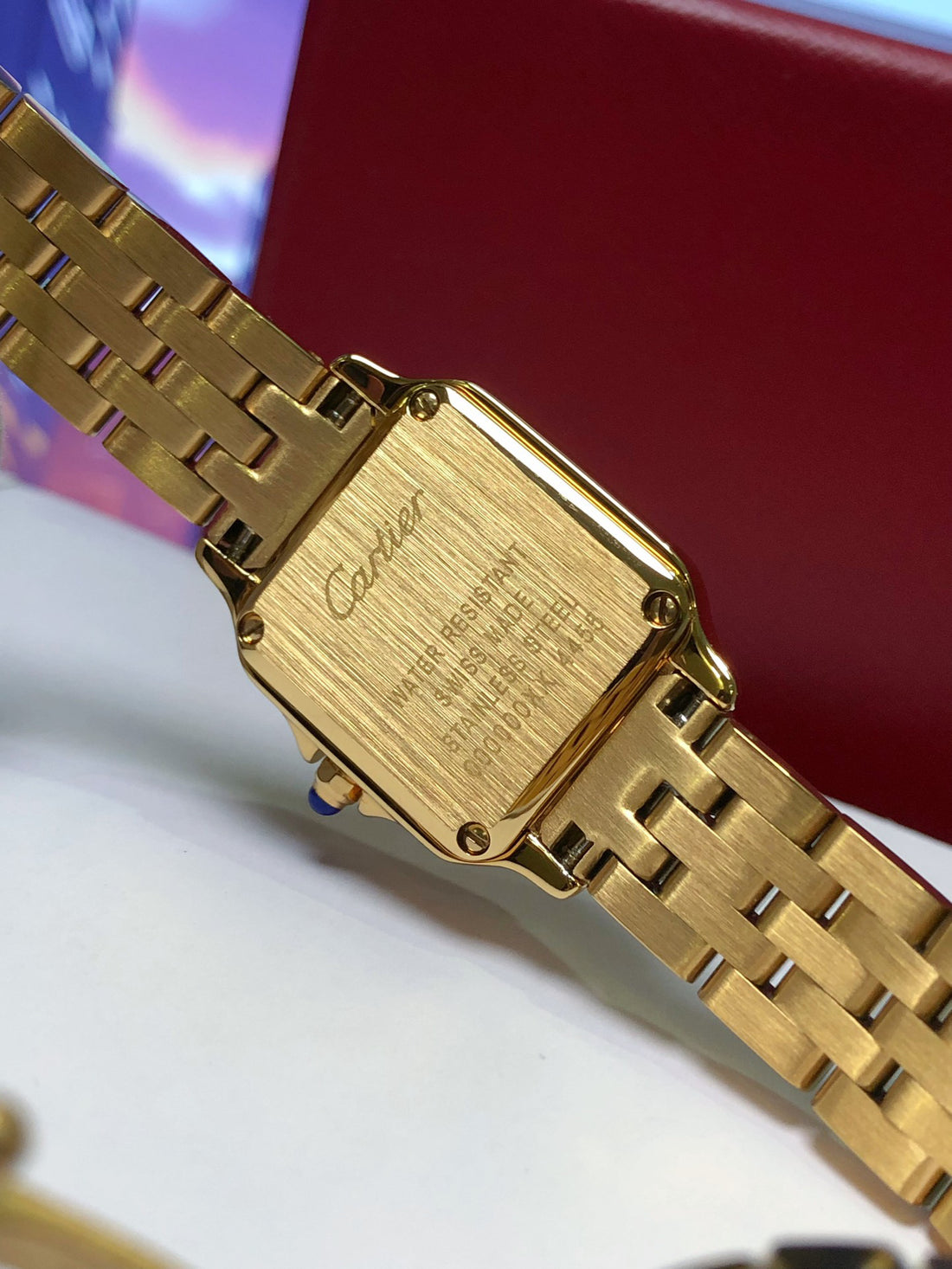 Square Link-Bracelet Watch, Yellow Gold Tone, Small Model