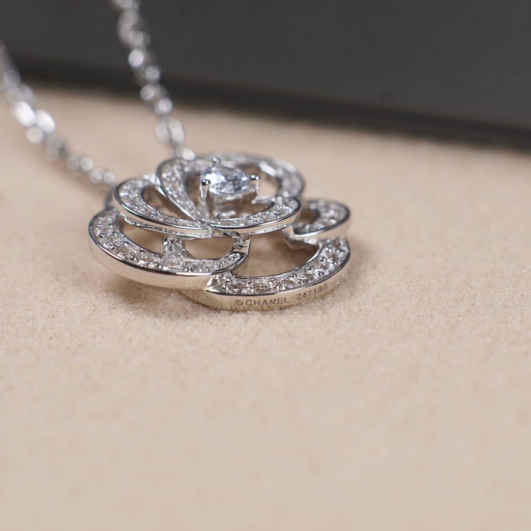 Chain Necklace, White Gold Tone
