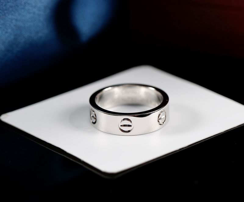 Screw-Motif Band Ring, Classic Model, White Gold Tone
