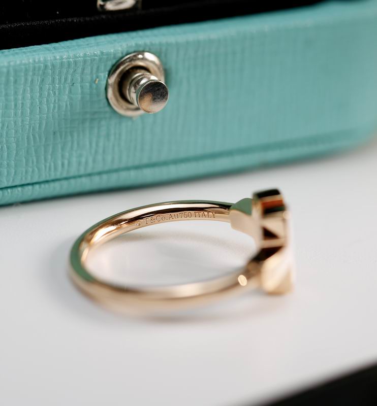 T-Motif Ring, Stone-Set, Rose Gold Tone