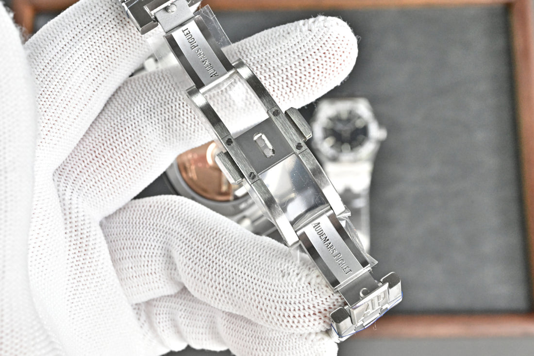 Octagonal Bezel Watch, White Gold Tone, Stone-Set, White, 37 mm