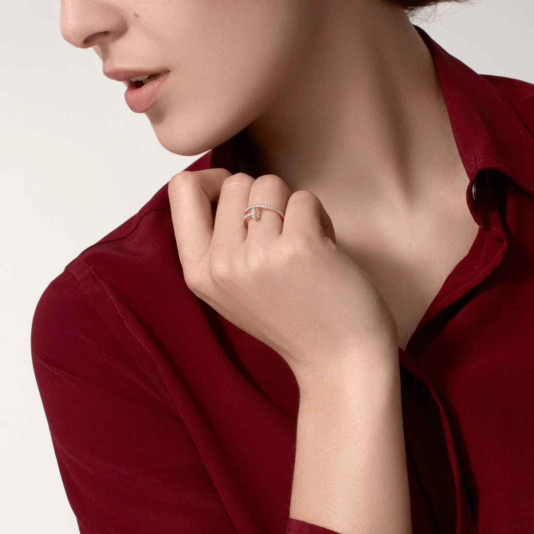 Wrapped Nail Ring, Stone-Set, Rose Gold Tone
