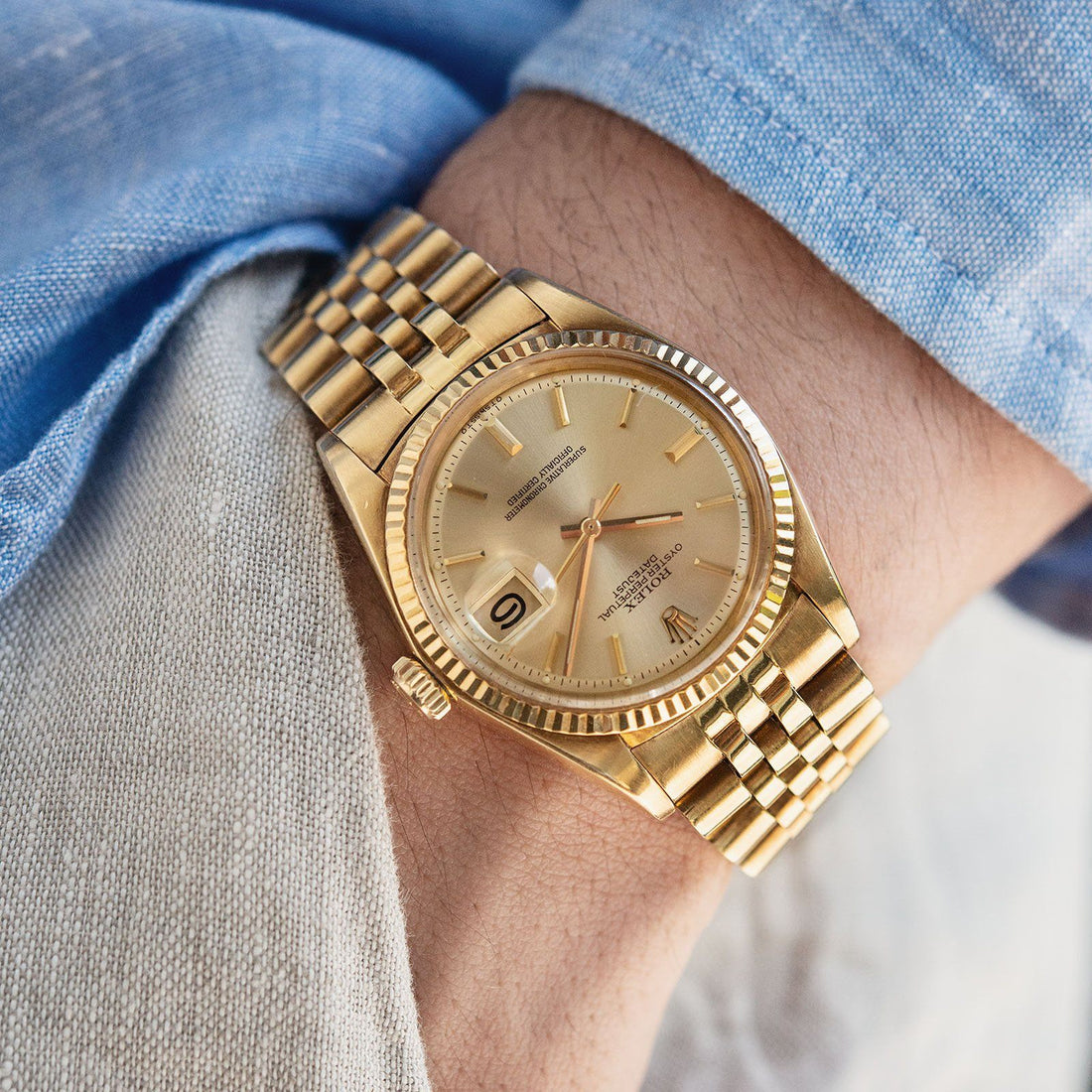 Classic Date Watch, Yellow Gold Tone, Steel, 31 mm
