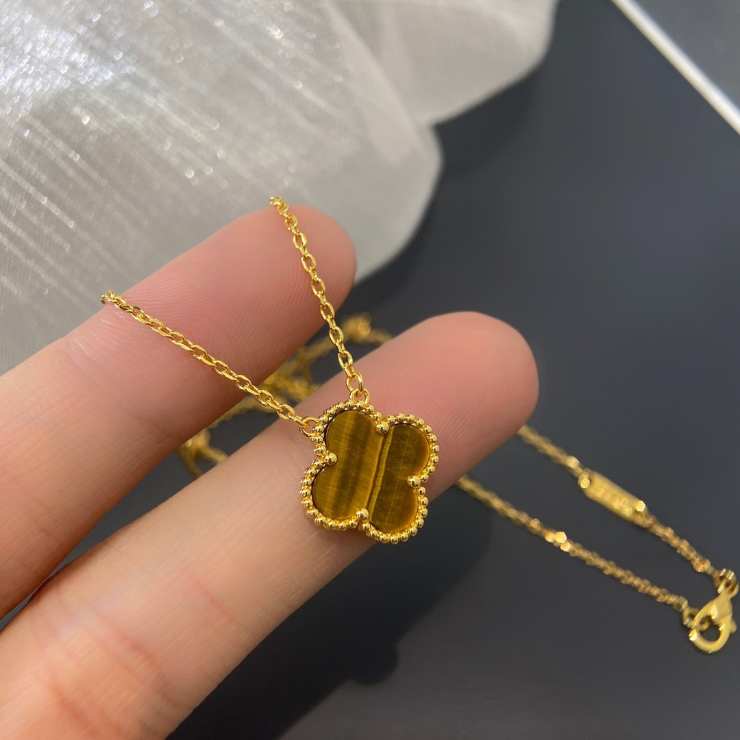 Quatrefoil Pendant Necklace, Yellow Gold Tone