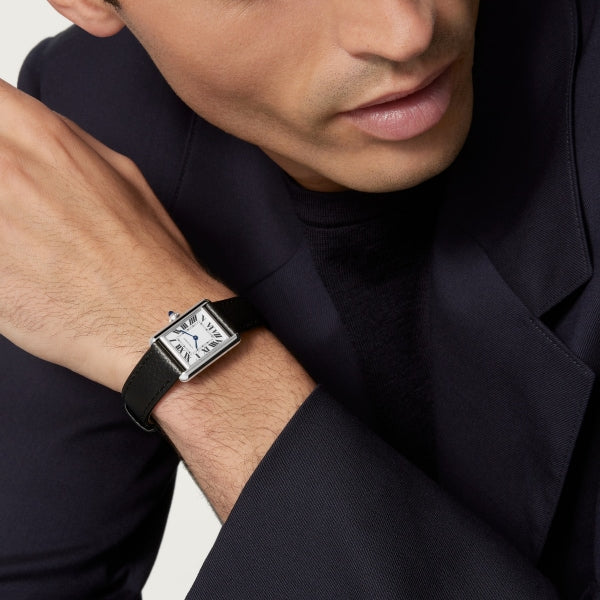 Rectangular Case Watch, White Gold Tone, White, Small Model