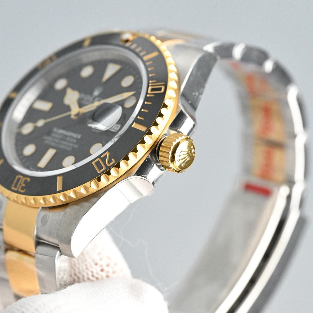 Dive-Style Watch, Yellow Gold Tone, Steel, 41 mm