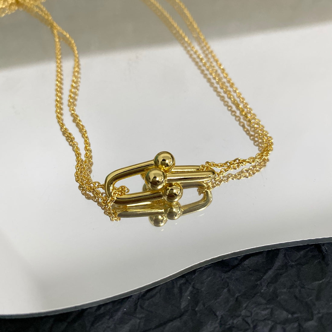 Link Pendant Necklace, Yellow Gold Tone