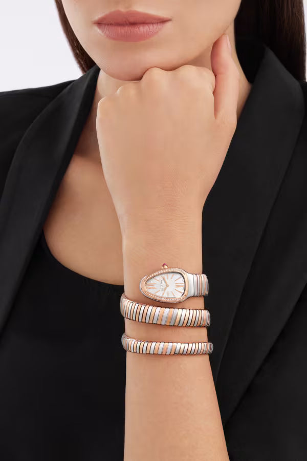 Coiled Band Watch, Rose Gold Tone, Stone-Set, 35 mm, Size M