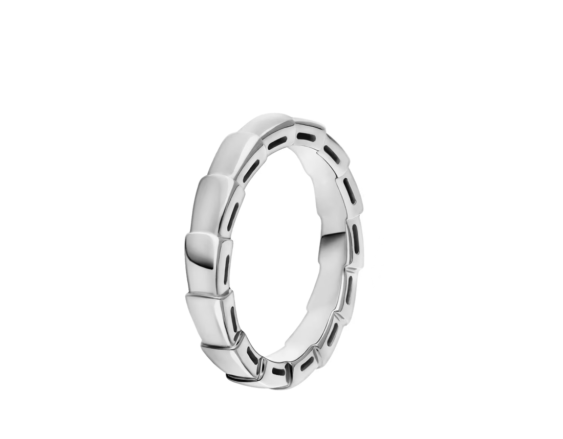 Snake-Scale Ring, White Gold Tone