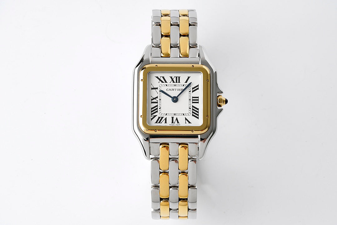 Square Link-Bracelet Watch, Yellow Gold Tone, Steel, Medium Model