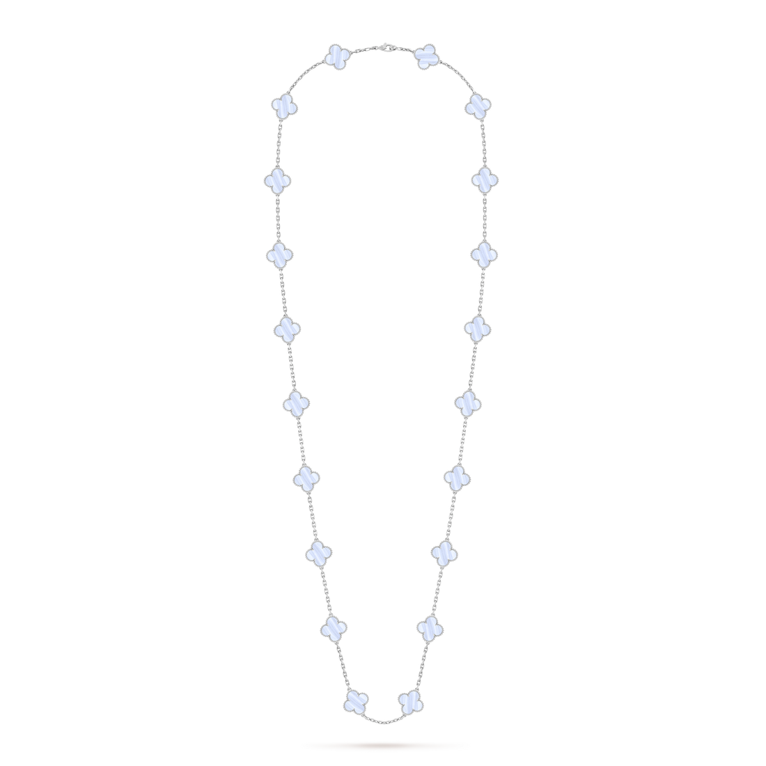 Quatrefoil Long Necklace, 20 Motifs, Rose Gold Tone, Malachite