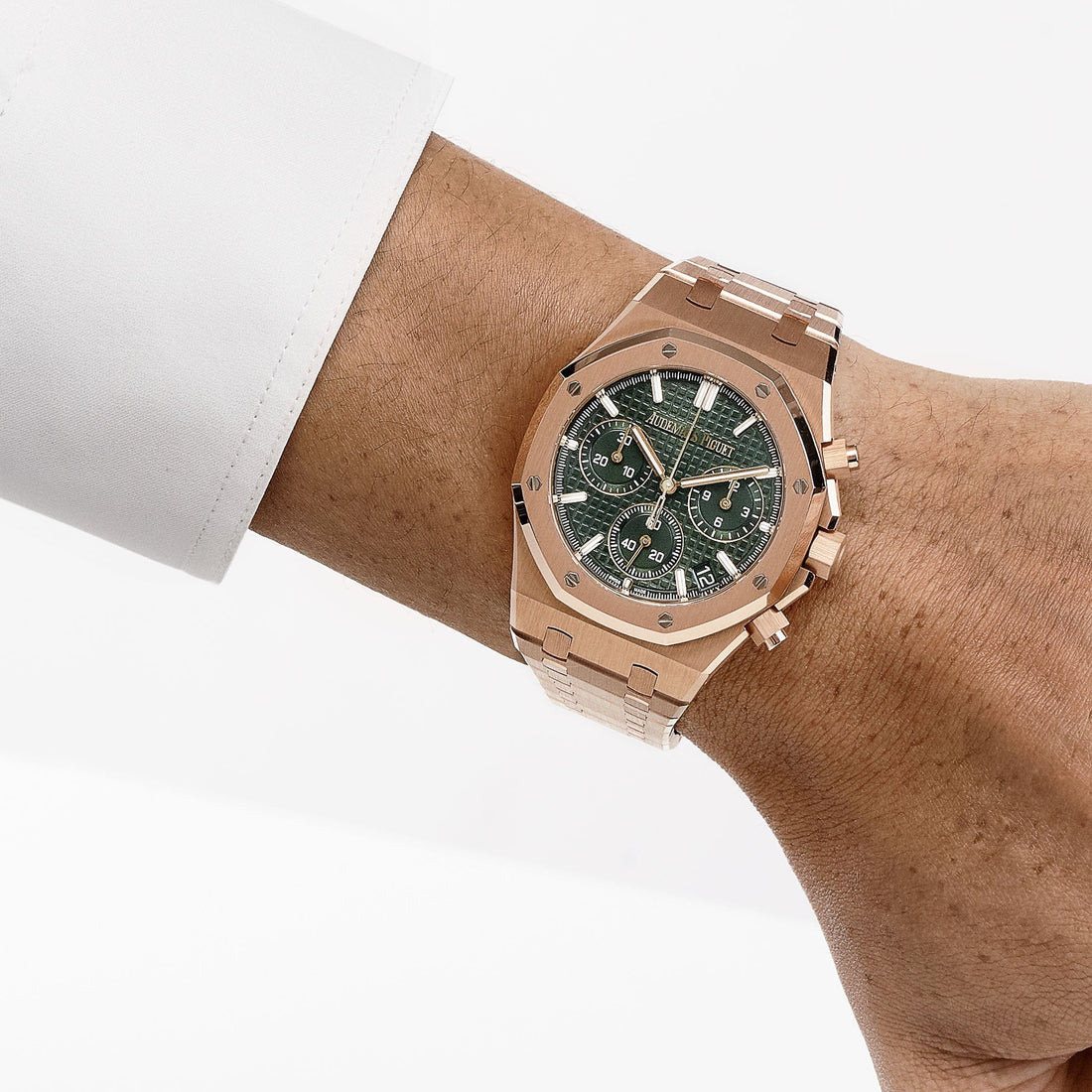 Octagonal Bezel Watch, 18K, Rose Gold Tone, 41 mm