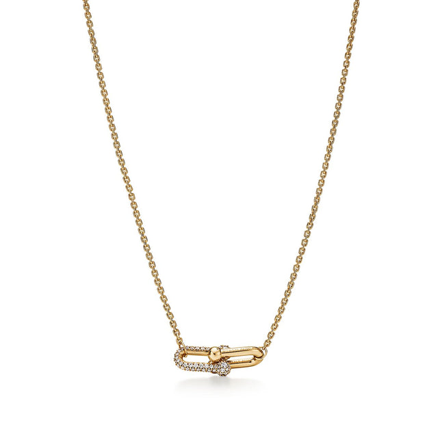 Link Pendant Necklace, Yellow Gold Tone, Stone-Set