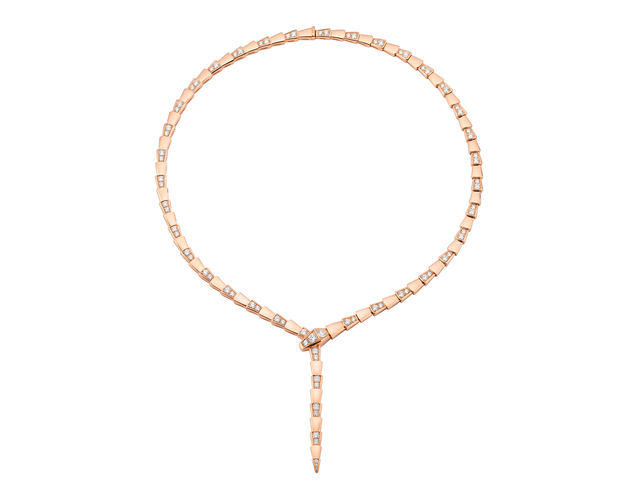Snake-Scale Necklace, Rose Gold Tone, Stone-Set