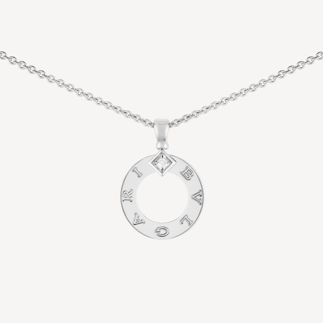 Chain Necklace, White Gold Tone, Stone-Set