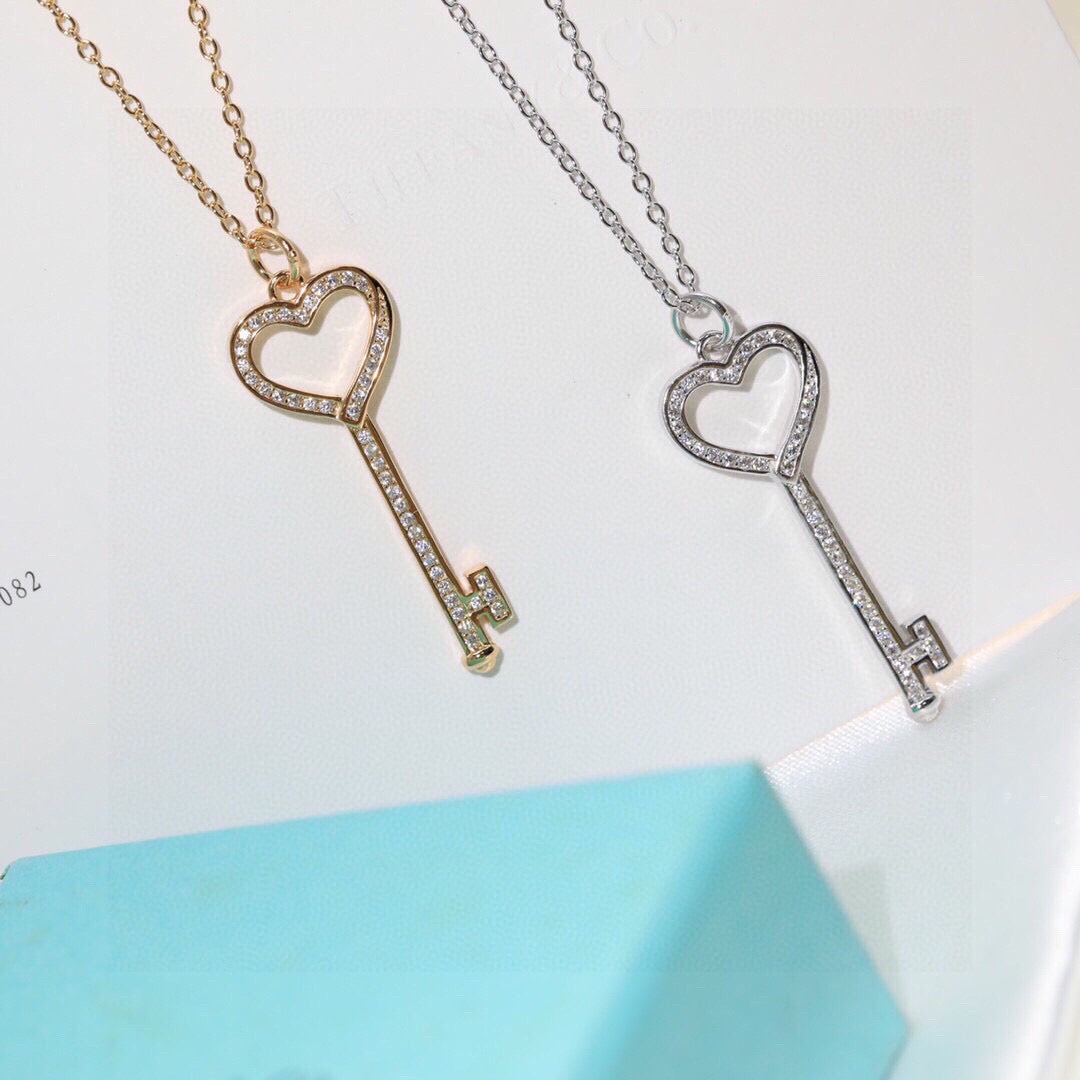 Key Pendant Necklace, Rose Gold Tone