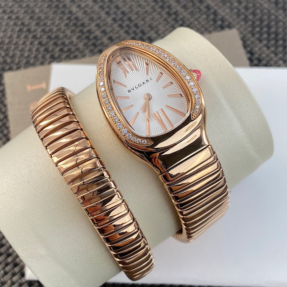 Coiled Band Watch, Rose Gold Tone, Stone-Set, 35 mm, Size S
