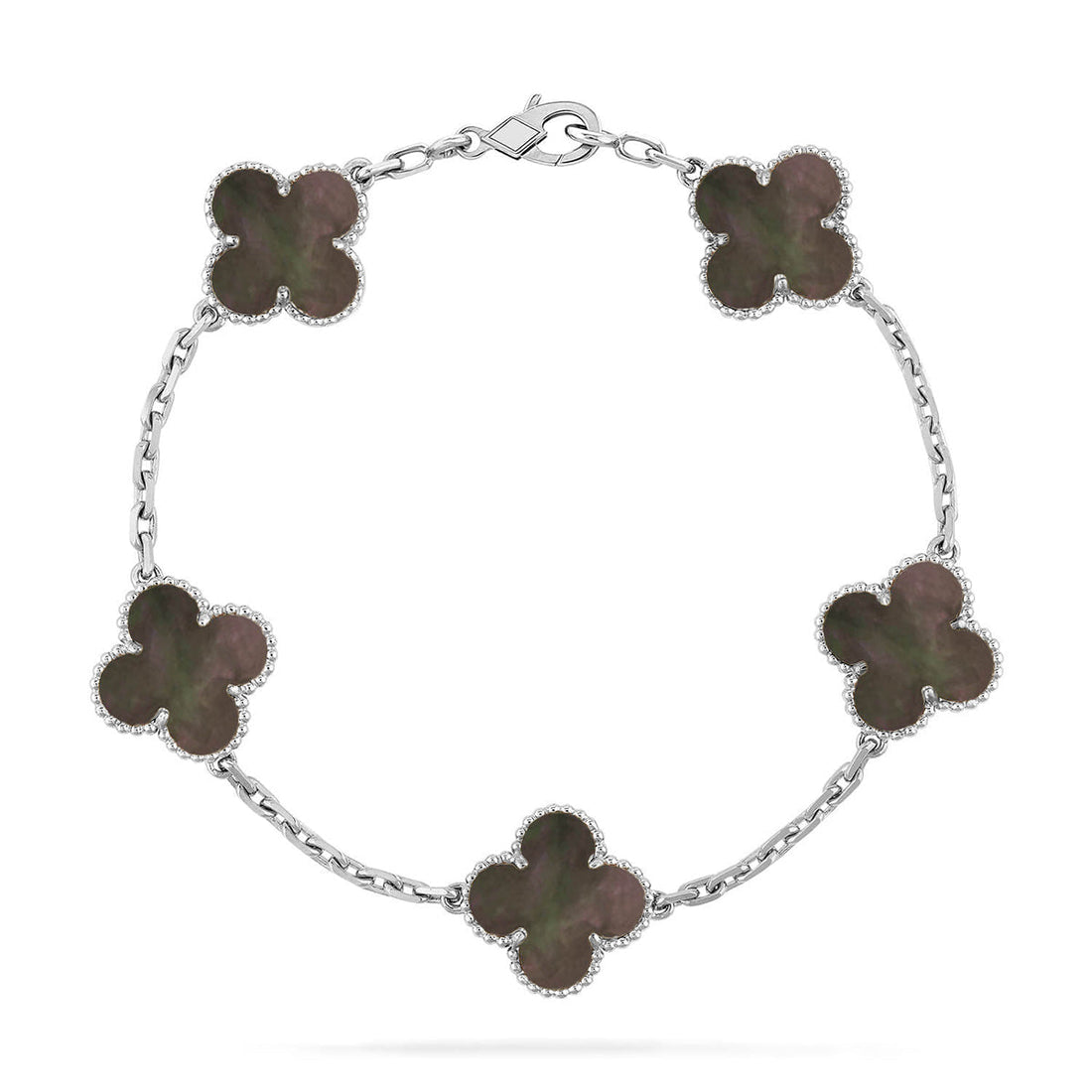Quatrefoil 5 Motifs Bracelet, Gray Mother of Pearl