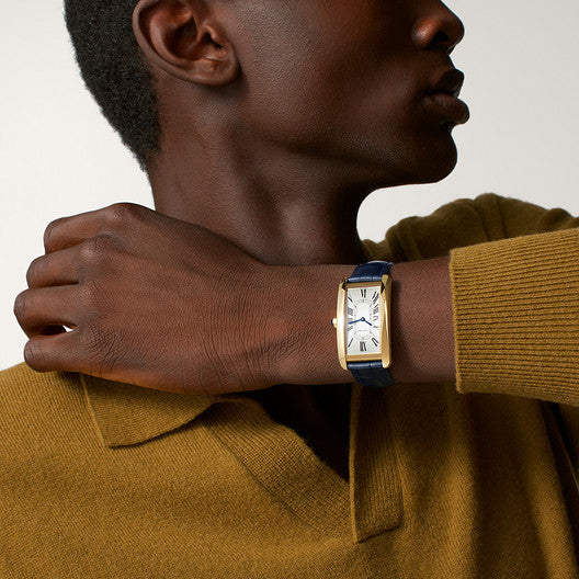 Rectangular Case Watch, Yellow Gold Tone, Large Model
