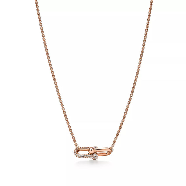 Link Pendant Necklace, Rose Gold Tone, Stone-Set