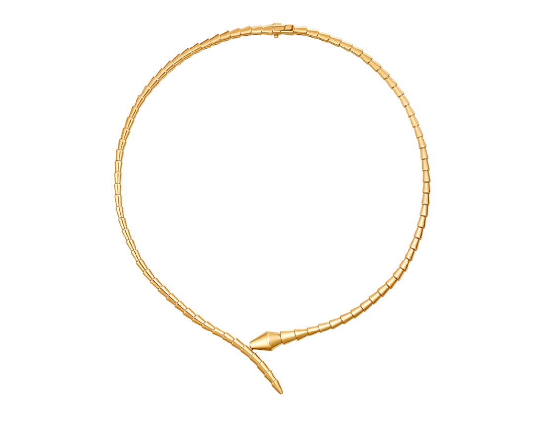 Snake-Scale Necklace, Yellow Gold Tone