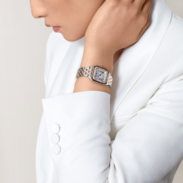 Square Link-Bracelet Watch, Rose Gold Tone, Stone-Set, Medium Model