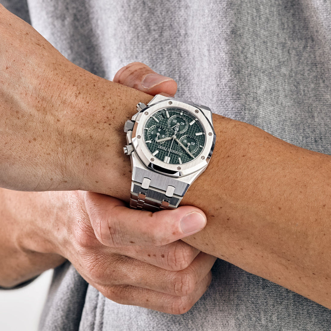 Octagonal Bezel Watch, Steel, 41 mm