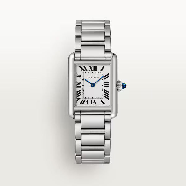 Rectangular Case Watch, White Gold Tone, White, Small Model