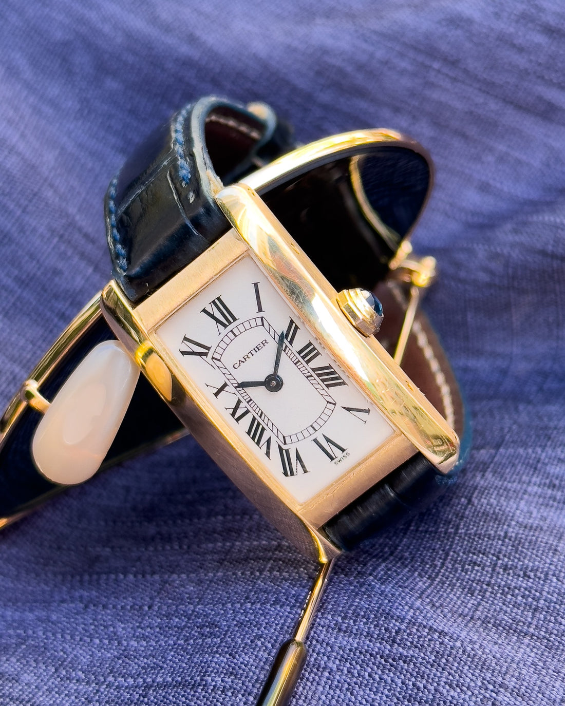 Rectangular Case Watch, Yellow Gold Tone, Large Model