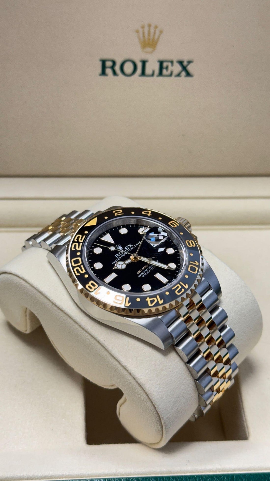 Dual-Time Bezel Watch, Yellow Gold Tone, Steel, 40 mm