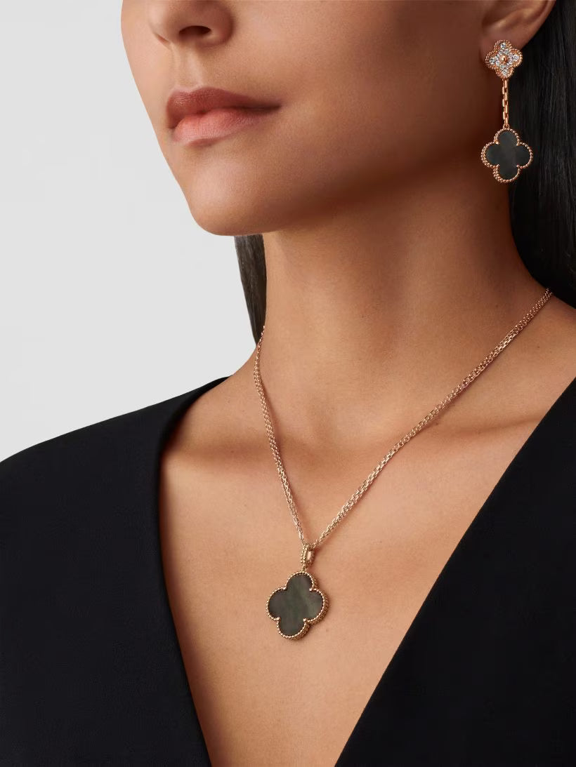 Quatrefoil Long Necklace, 1 Motifs, Rose Gold Tone